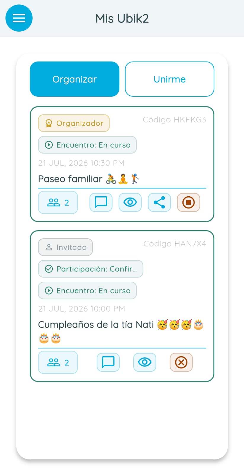 Lista Mis Ubik2 con encuentros y estados